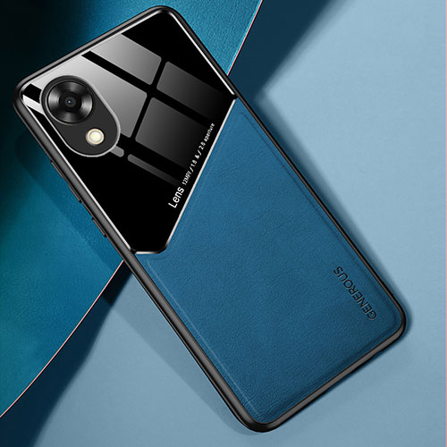 Soft Silicone Gel Leather Snap On Case Cover with Magnetic for Oppo A17K Blue