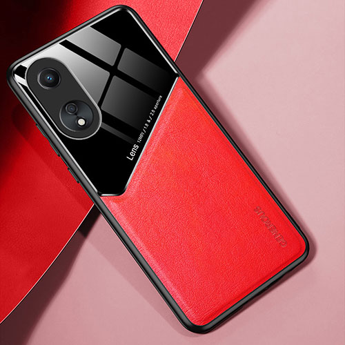 Soft Silicone Gel Leather Snap On Case Cover with Magnetic for Oppo A38 Red