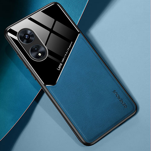 Soft Silicone Gel Leather Snap On Case Cover with Magnetic for Oppo A97 5G Blue