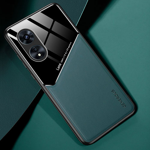 Soft Silicone Gel Leather Snap On Case Cover with Magnetic for Oppo A97 5G Green