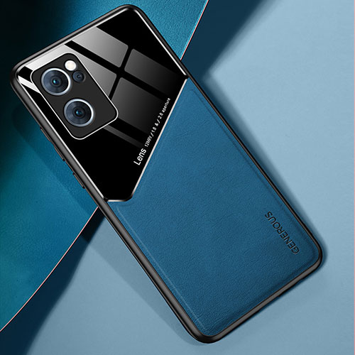 Soft Silicone Gel Leather Snap On Case Cover with Magnetic for Oppo Find X5 Lite 5G Blue