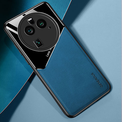 Soft Silicone Gel Leather Snap On Case Cover with Magnetic for Oppo Find X6 Pro 5G Blue