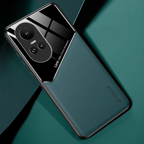 Soft Silicone Gel Leather Snap On Case Cover with Magnetic for Oppo Reno10 Pro 5G Green