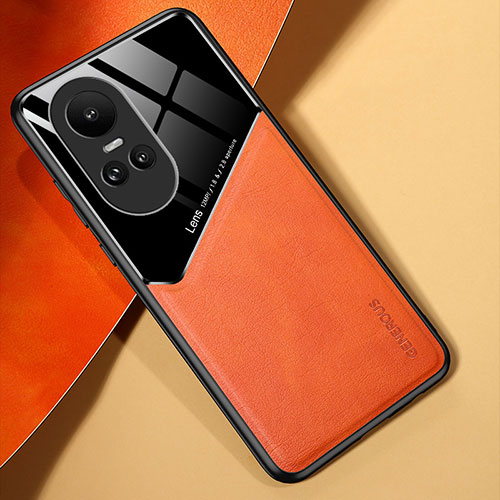 Soft Silicone Gel Leather Snap On Case Cover with Magnetic for Oppo Reno10 Pro 5G Orange