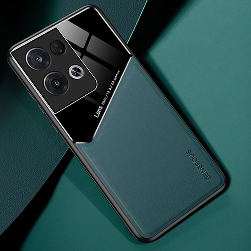 Soft Silicone Gel Leather Snap On Case Cover with Magnetic for Oppo Reno8 Pro+ Plus 5G Green