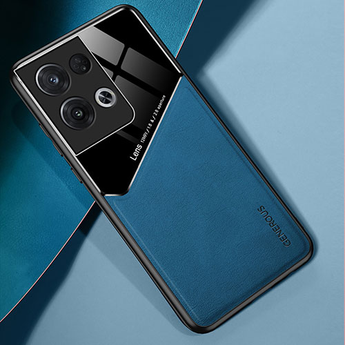 Soft Silicone Gel Leather Snap On Case Cover with Magnetic for Oppo Reno9 5G Blue