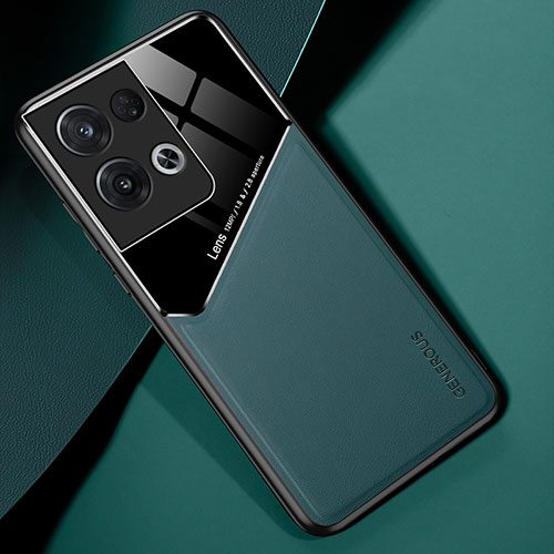 Soft Silicone Gel Leather Snap On Case Cover with Magnetic for Oppo Reno9 Pro 5G Green