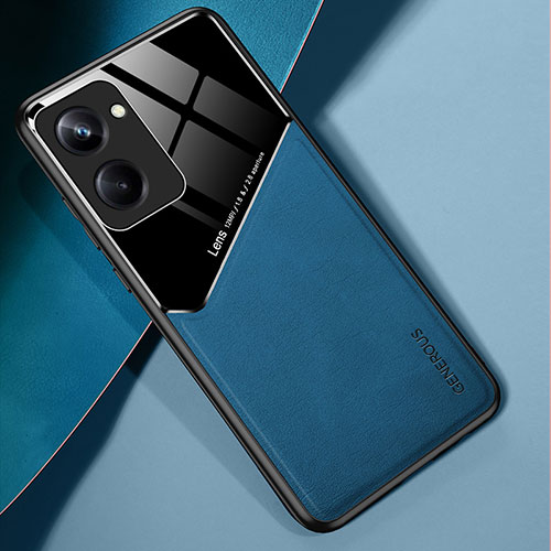 Soft Silicone Gel Leather Snap On Case Cover with Magnetic for Realme 10 Pro 5G Blue