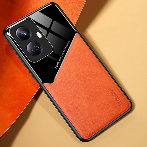 Soft Silicone Gel Leather Snap On Case Cover with Magnetic for Realme 10 Pro+ Plus 5G Orange