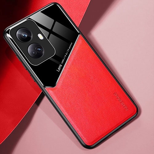 Soft Silicone Gel Leather Snap On Case Cover with Magnetic for Realme 10 Pro+ Plus 5G Red