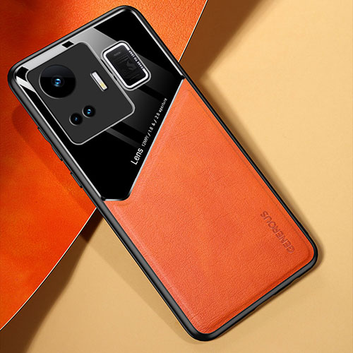 Soft Silicone Gel Leather Snap On Case Cover with Magnetic for Realme GT Neo6 5G Orange