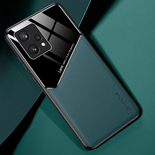 Soft Silicone Gel Leather Snap On Case Cover with Magnetic for Realme Narzo 50 Pro 5G Green