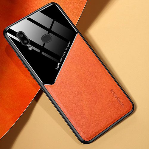 Soft Silicone Gel Leather Snap On Case Cover with Magnetic for Samsung Galaxy A10s Orange