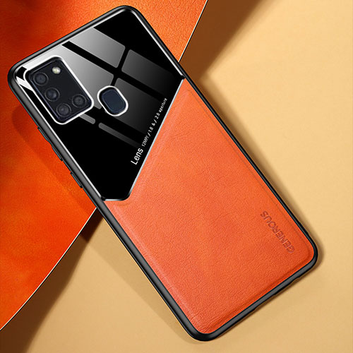 Soft Silicone Gel Leather Snap On Case Cover with Magnetic for Samsung Galaxy A21s Orange