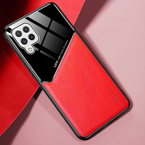 Soft Silicone Gel Leather Snap On Case Cover with Magnetic for Samsung Galaxy A22 4G Red