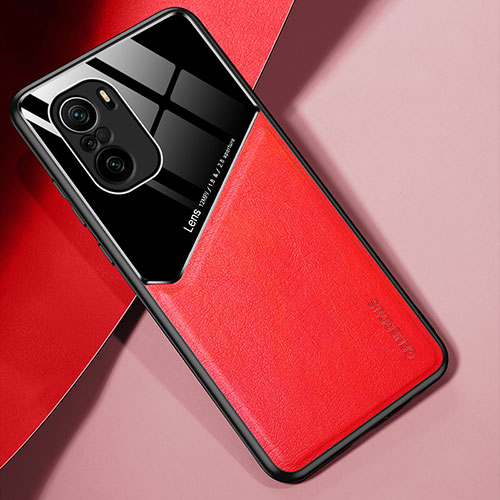 Soft Silicone Gel Leather Snap On Case Cover with Magnetic for Xiaomi Mi 11i 5G Red