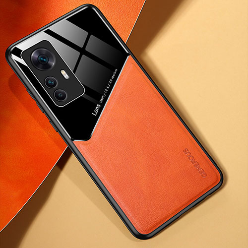 Soft Silicone Gel Leather Snap On Case Cover with Magnetic for Xiaomi Mi 12T 5G Orange