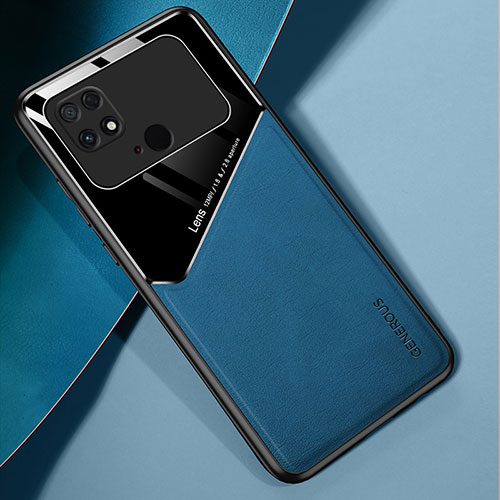 Soft Silicone Gel Leather Snap On Case Cover with Magnetic for Xiaomi Poco C40 Blue