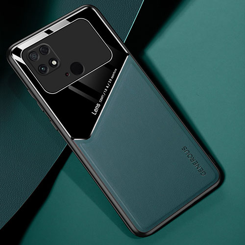 Soft Silicone Gel Leather Snap On Case Cover with Magnetic for Xiaomi Poco C40 Green