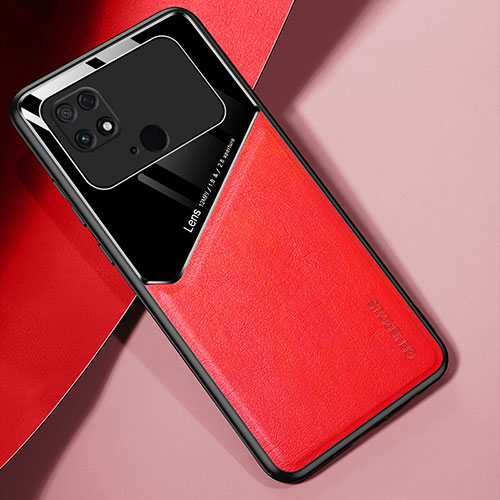 Soft Silicone Gel Leather Snap On Case Cover with Magnetic for Xiaomi Poco C40 Red