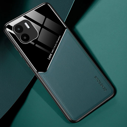 Soft Silicone Gel Leather Snap On Case Cover with Magnetic for Xiaomi Poco C50 Green