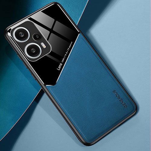 Soft Silicone Gel Leather Snap On Case Cover with Magnetic for Xiaomi Poco F5 5G Blue