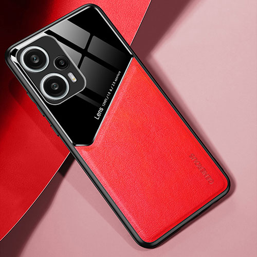 Soft Silicone Gel Leather Snap On Case Cover with Magnetic for Xiaomi Poco F5 5G Red