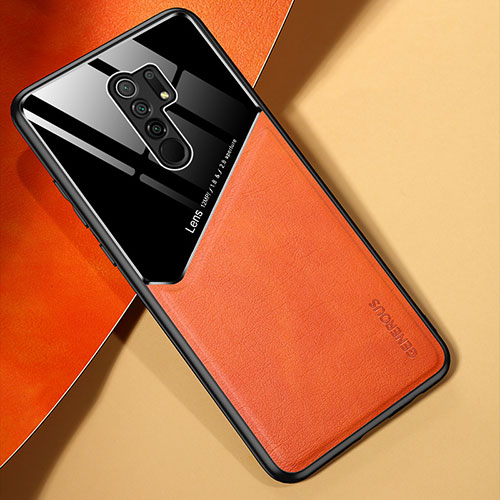 Soft Silicone Gel Leather Snap On Case Cover with Magnetic for Xiaomi Poco M2 Orange