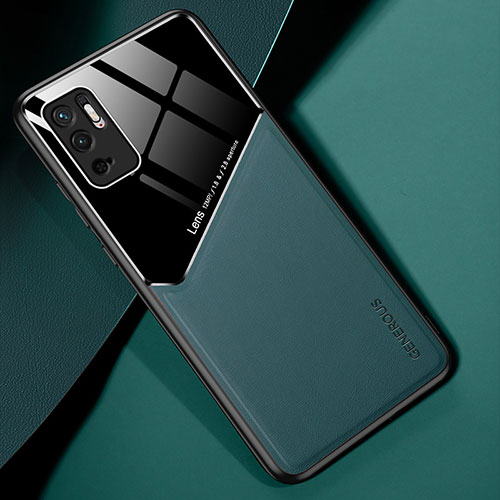 Soft Silicone Gel Leather Snap On Case Cover with Magnetic for Xiaomi POCO M3 Pro 5G Green