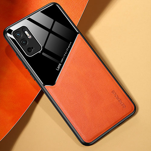 Soft Silicone Gel Leather Snap On Case Cover with Magnetic for Xiaomi POCO M3 Pro 5G Orange
