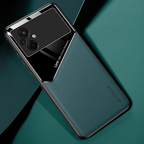 Soft Silicone Gel Leather Snap On Case Cover with Magnetic for Xiaomi Poco M5 4G Green