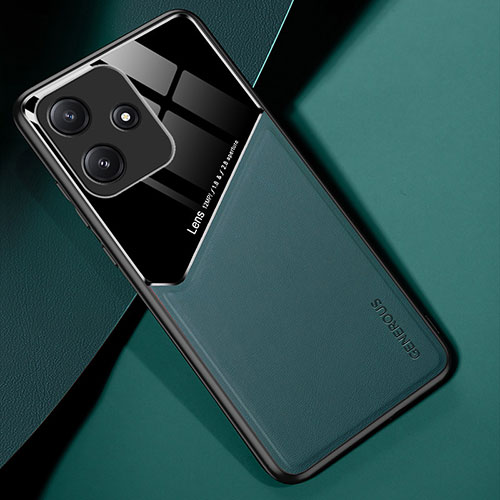 Soft Silicone Gel Leather Snap On Case Cover with Magnetic for Xiaomi Poco M6 Pro 5G Green