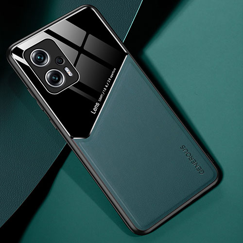 Soft Silicone Gel Leather Snap On Case Cover with Magnetic for Xiaomi Poco X4 GT 5G Green