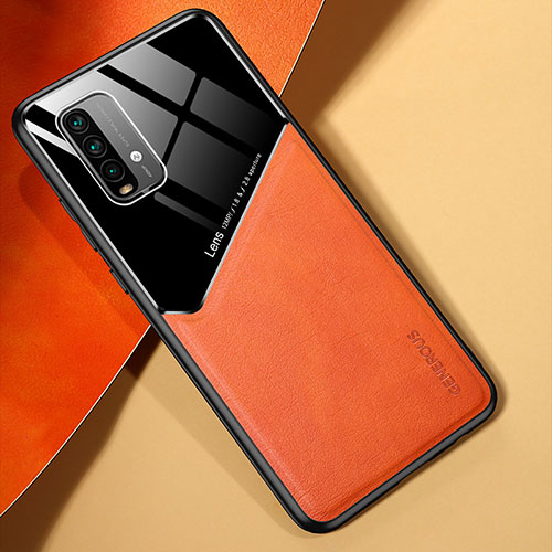 Soft Silicone Gel Leather Snap On Case Cover with Magnetic for Xiaomi Redmi 9 Power Orange