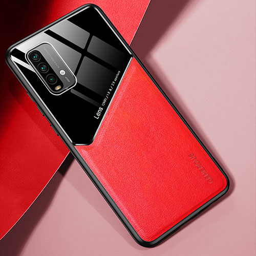 Soft Silicone Gel Leather Snap On Case Cover with Magnetic for Xiaomi Redmi 9 Power Red