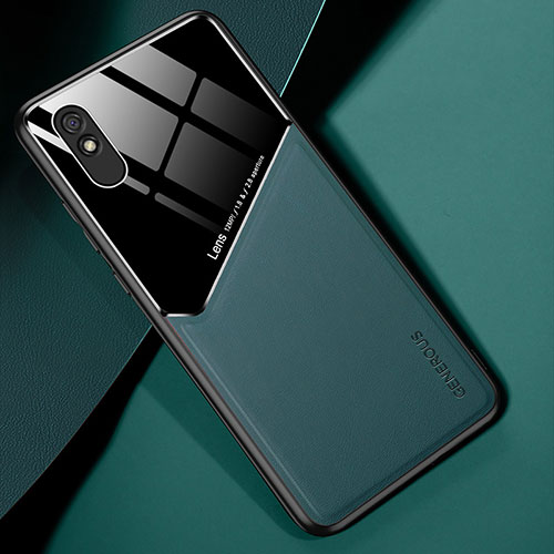 Soft Silicone Gel Leather Snap On Case Cover with Magnetic for Xiaomi Redmi 9i Green