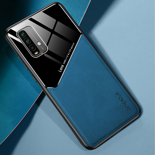 Soft Silicone Gel Leather Snap On Case Cover with Magnetic for Xiaomi Redmi 9T 4G Blue