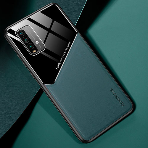 Soft Silicone Gel Leather Snap On Case Cover with Magnetic for Xiaomi Redmi 9T 4G Green