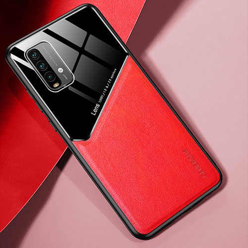 Soft Silicone Gel Leather Snap On Case Cover with Magnetic for Xiaomi Redmi 9T 4G Red