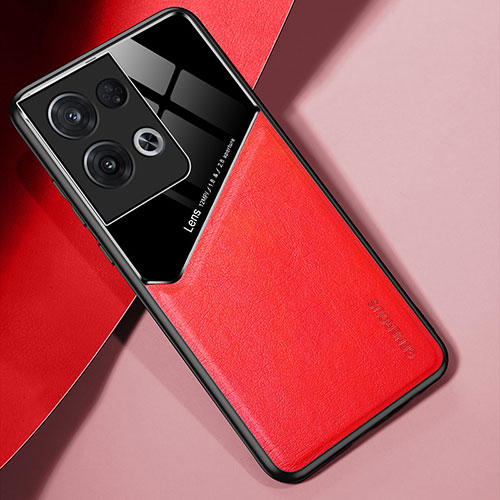 Soft Silicone Gel Leather Snap On Case Cover with Magnetic for Xiaomi Redmi Note 13 Pro 5G Red