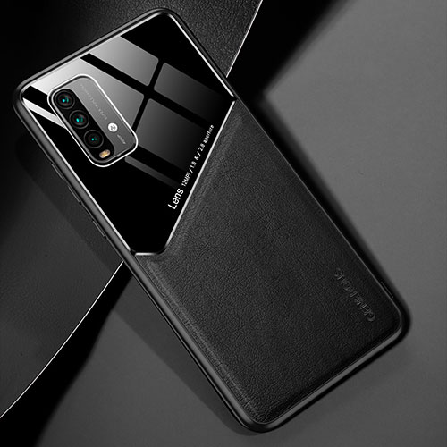 Soft Silicone Gel Leather Snap On Case Cover with Magnetic for Xiaomi Redmi Note 9 4G Black