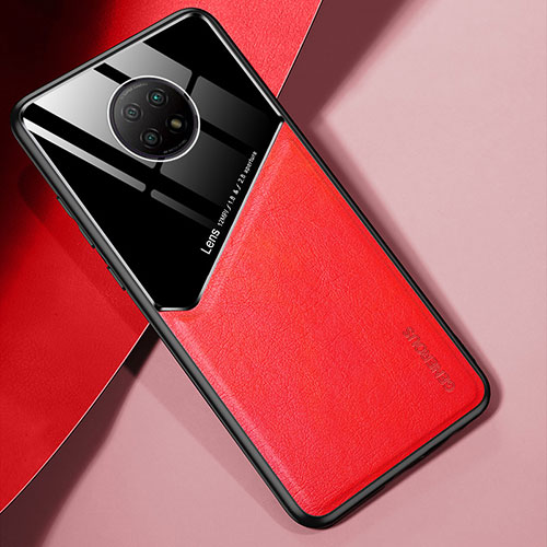 Soft Silicone Gel Leather Snap On Case Cover with Magnetic for Xiaomi Redmi Note 9 5G Red