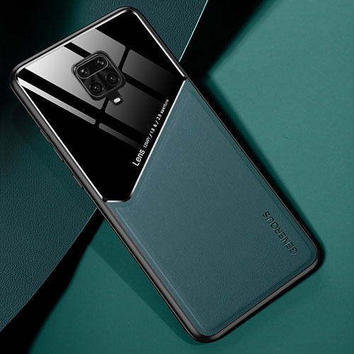 Soft Silicone Gel Leather Snap On Case Cover with Magnetic for Xiaomi Redmi Note 9 Pro Max Green