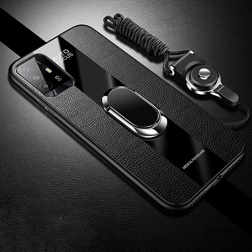 Soft Silicone Gel Leather Snap On Case Cover with Magnetic S01 for Oppo A94 5G Black