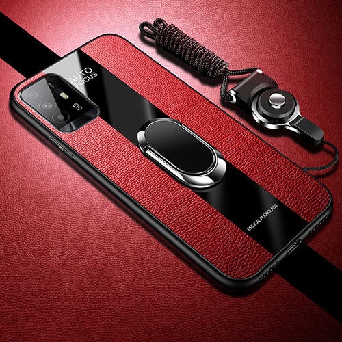 Soft Silicone Gel Leather Snap On Case Cover with Magnetic S01 for Oppo F19 Pro+ Plus 5G Red