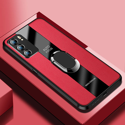 Soft Silicone Gel Leather Snap On Case Cover with Magnetic S01 for Oppo Reno6 5G Red