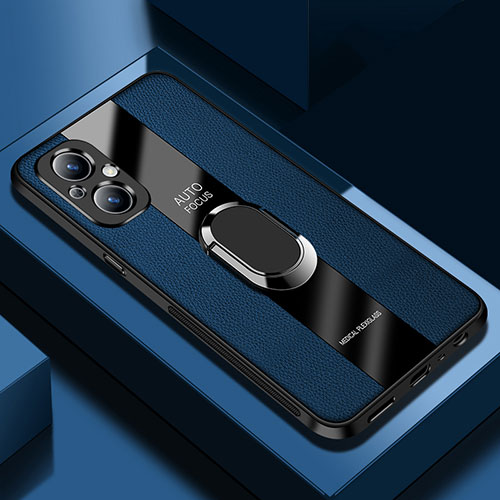 Soft Silicone Gel Leather Snap On Case Cover with Magnetic S01 for Oppo Reno7 Z 5G Blue