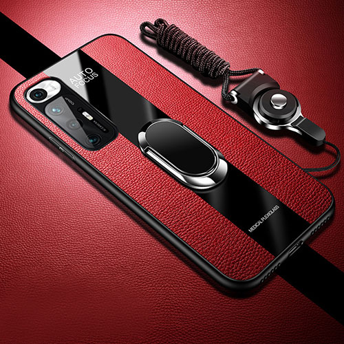 Soft Silicone Gel Leather Snap On Case Cover with Magnetic S01 for Xiaomi Mi 10S 5G Red