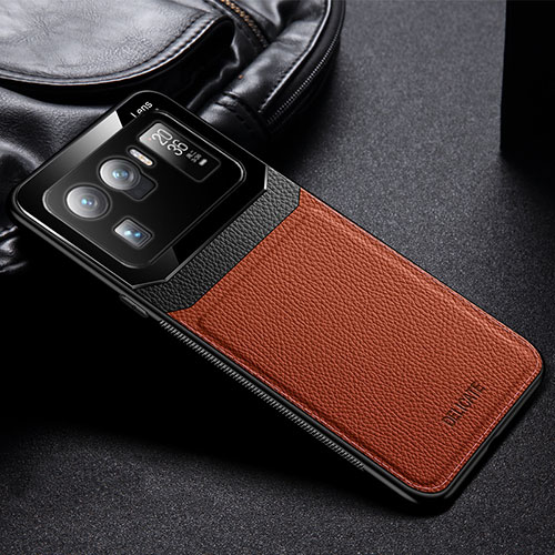 Soft Silicone Gel Leather Snap On Case Cover with Magnetic S01 for Xiaomi Mi 11 Ultra 5G Brown