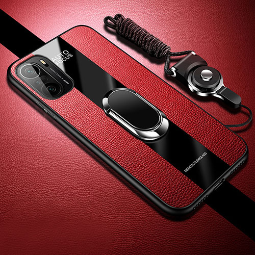 Soft Silicone Gel Leather Snap On Case Cover with Magnetic S01 for Xiaomi Mi 11X 5G Red